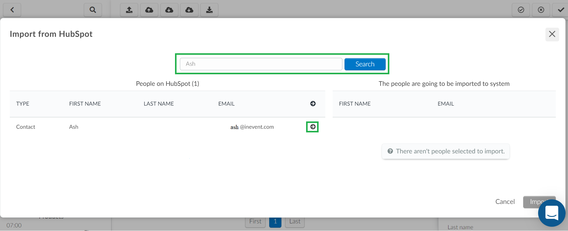 Importing attendees from Hubspot
