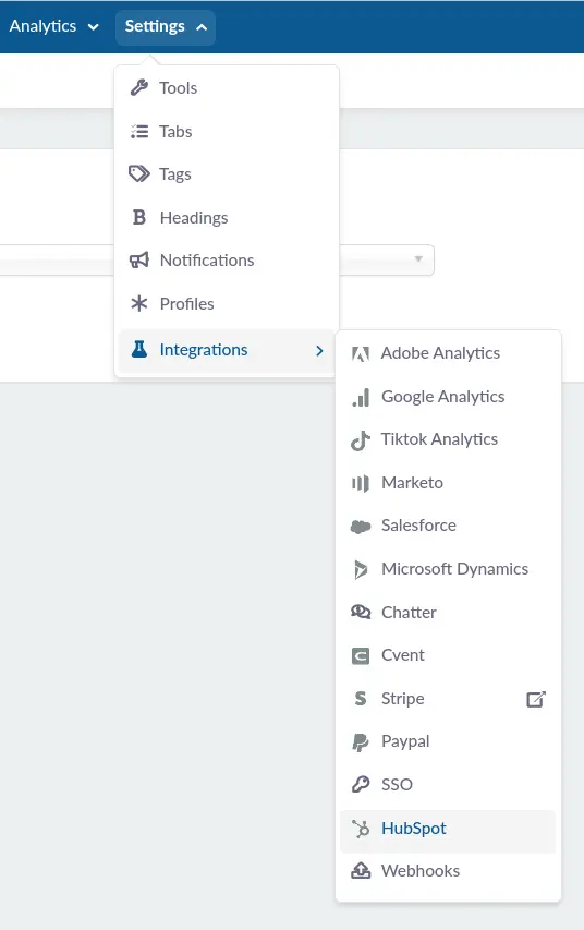 Settings > Integrations > HubSpot
