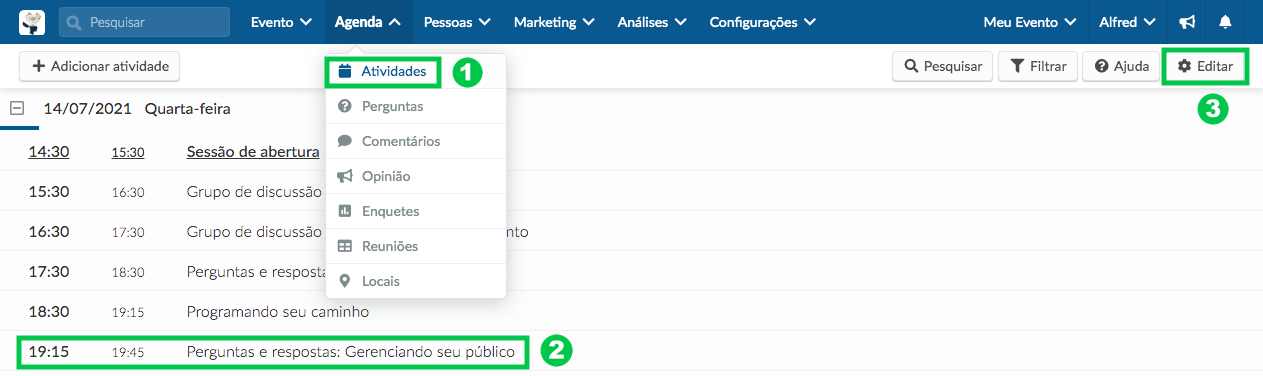 editar atividade