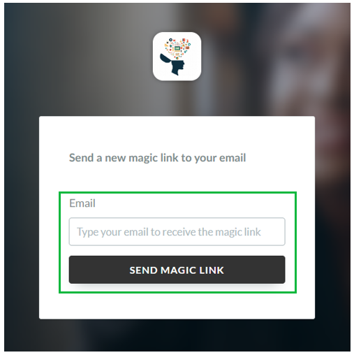 type the same email address used for registration and press Send magic link