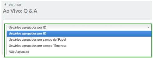 Captura de tela das opções de filtro dos relatórios da atividade.