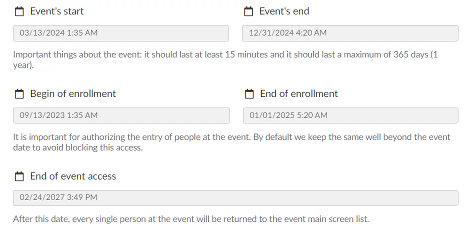 Event Date and Time