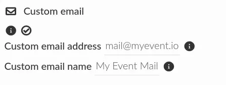 Screenshot showing an active custom email address and custom email name.