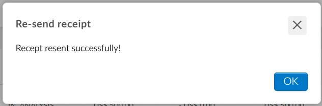 Le reçu a été renvoyé avec succès 