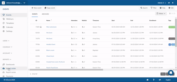 Gif showing Reports > Payments at the company level