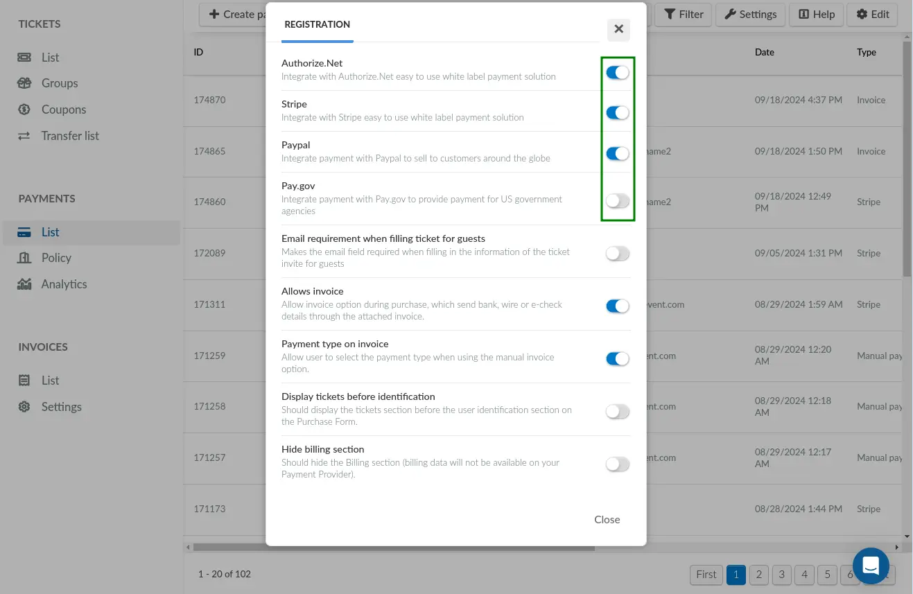 Integrating other payment options