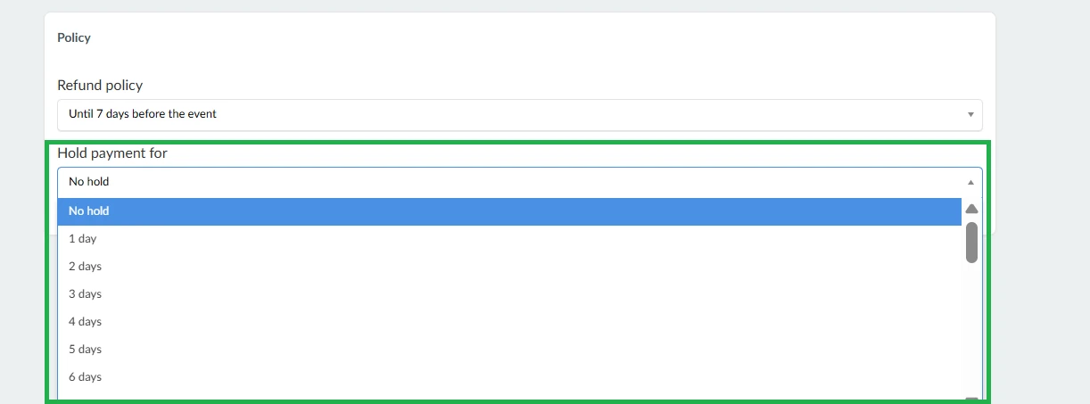 Select a hold policy