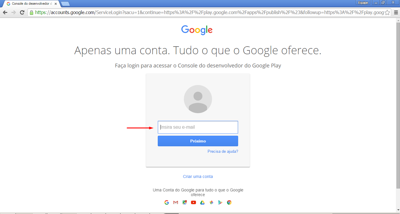 Criar conta google