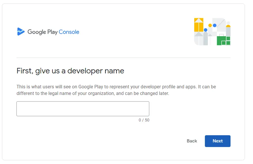 Enter a public developer name