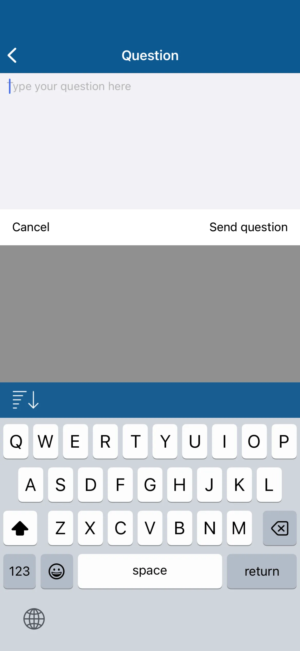 Screenshot showing the questions menu