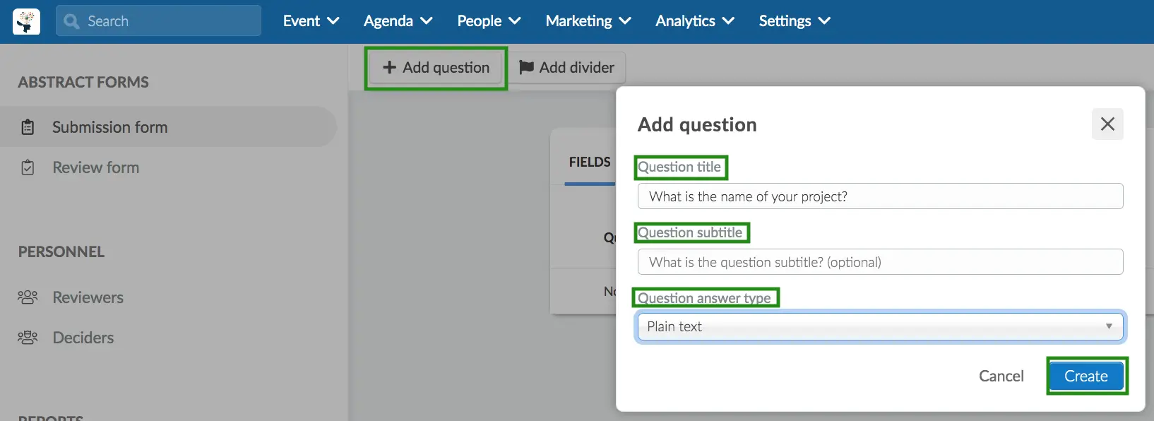 Image showing how to add a question