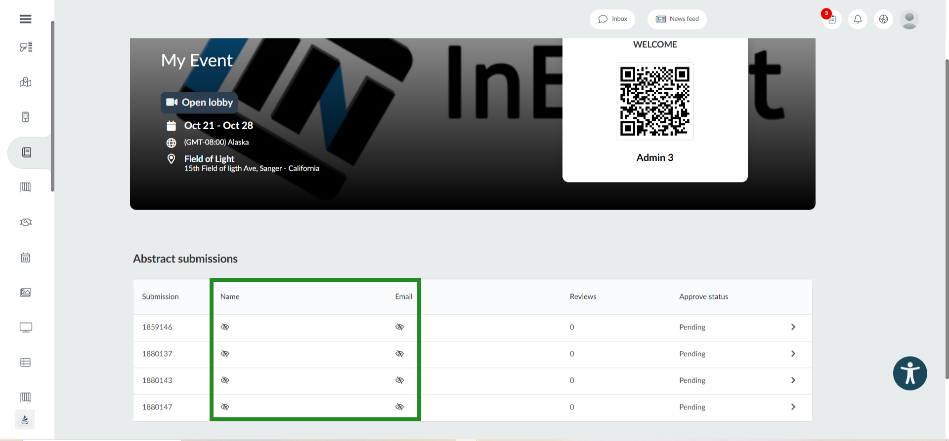 Image showing Abstract form submissions with users personal information e.g. name and email hidden.