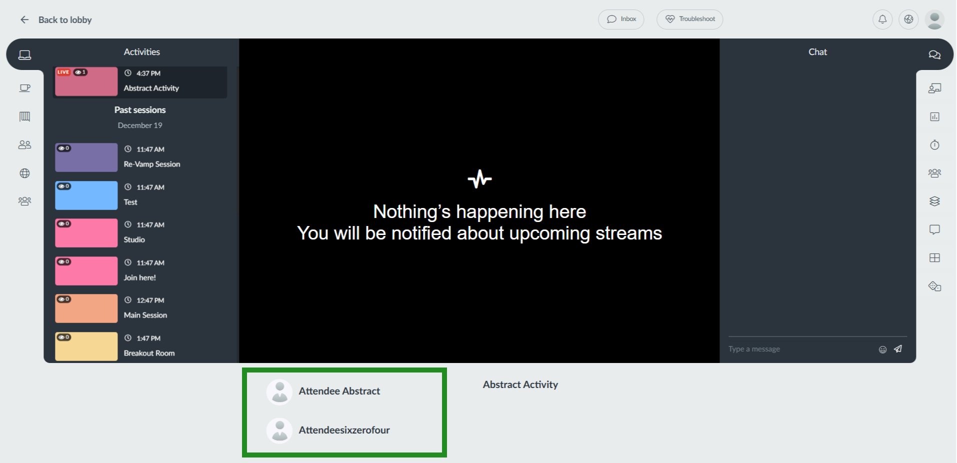 Image showing the activity session created from abstract submission with addition of multiple authors.