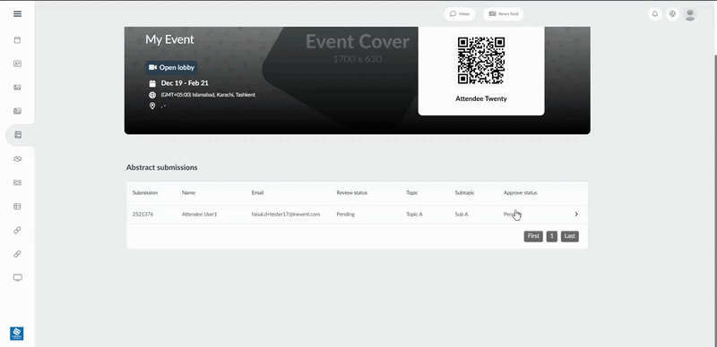 Gif showing reviewing submission according to topic.
