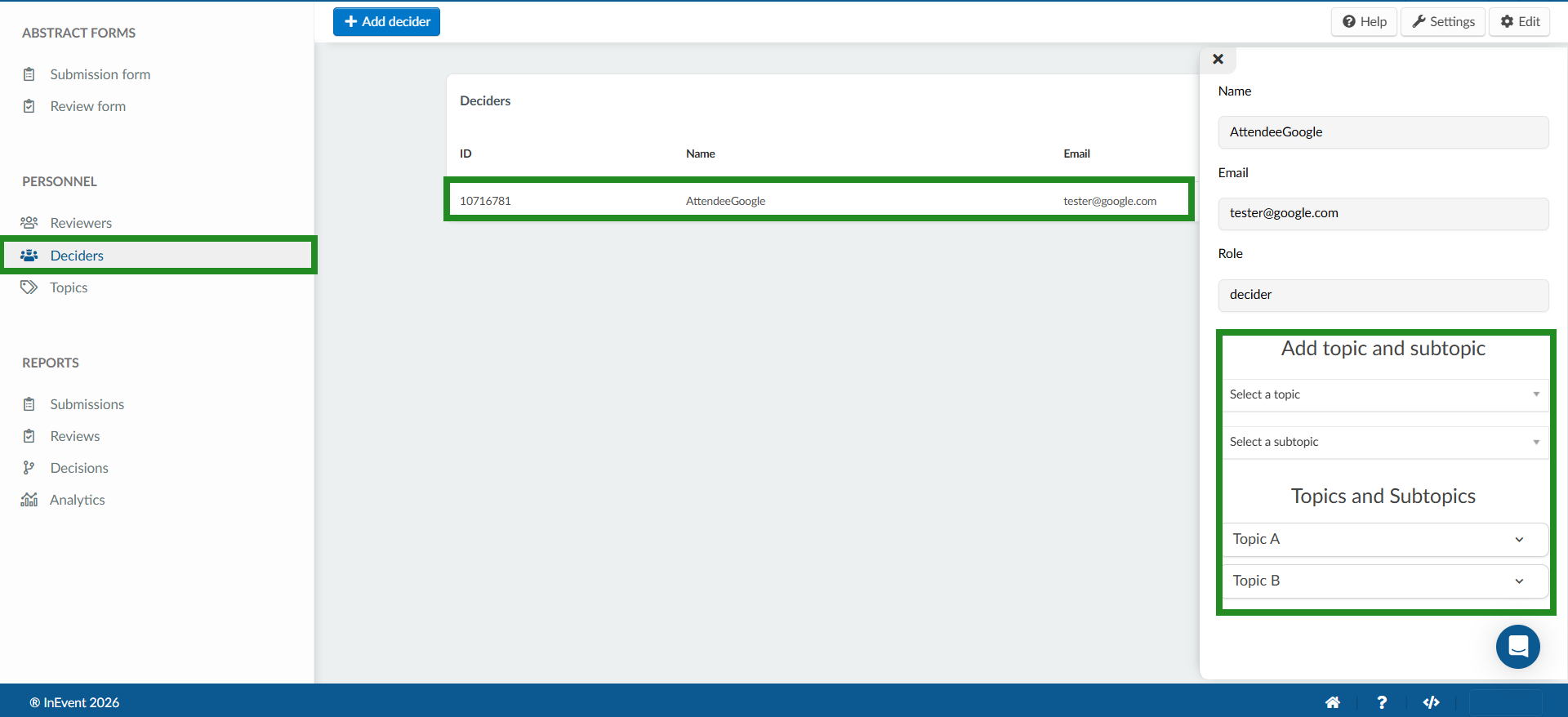 Image showing decider topics and subtopic assignment. 