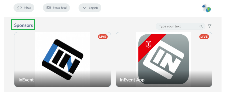 Sponsors tab in the Virtual Lobby