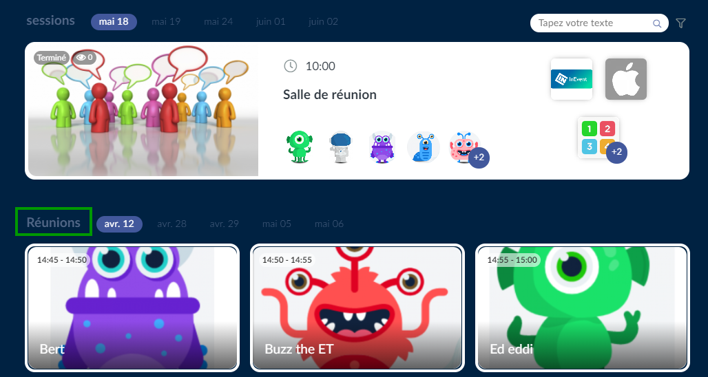 réunions au Virtual Lobby