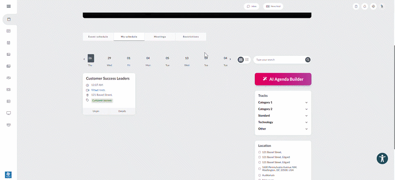 Filtering the activities