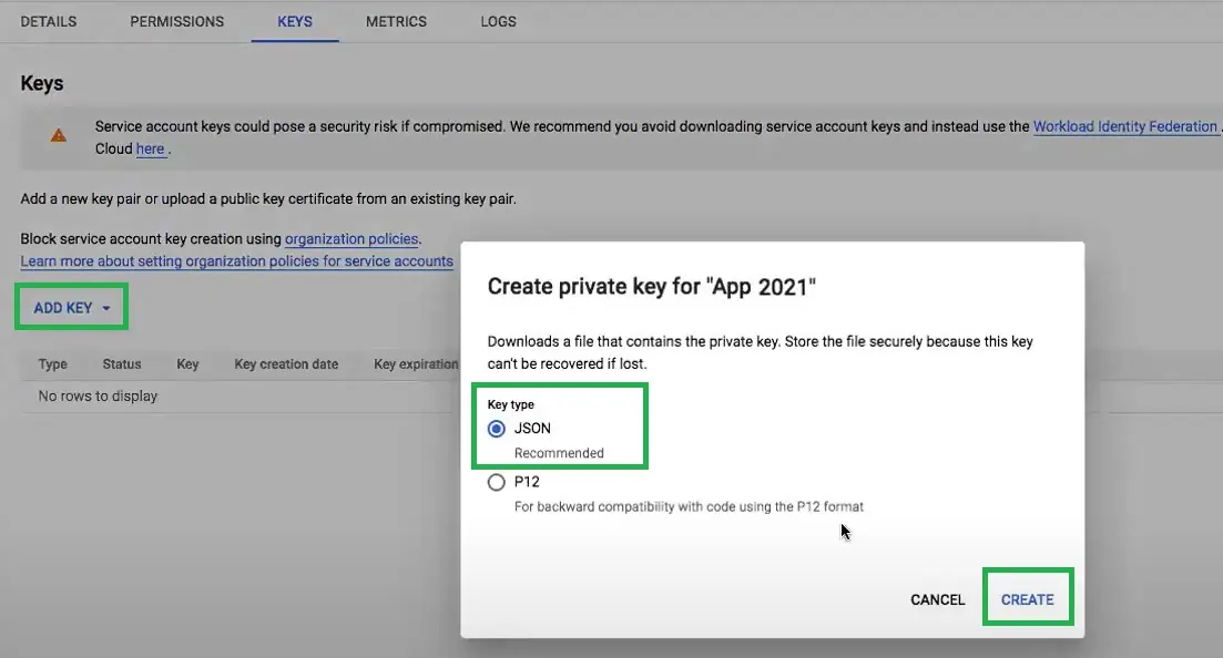 Steps on how to generate a key