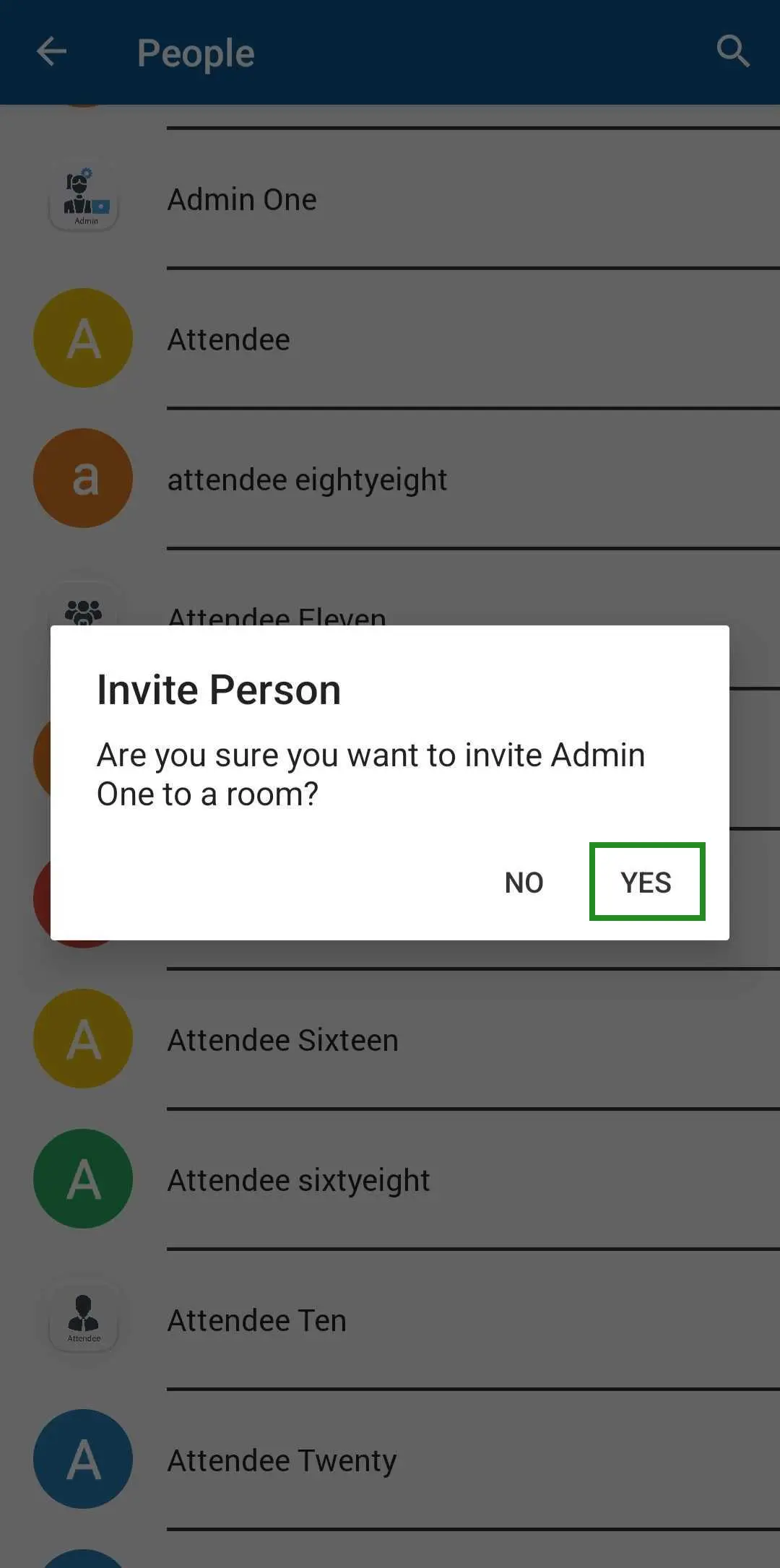 Invite person to a room