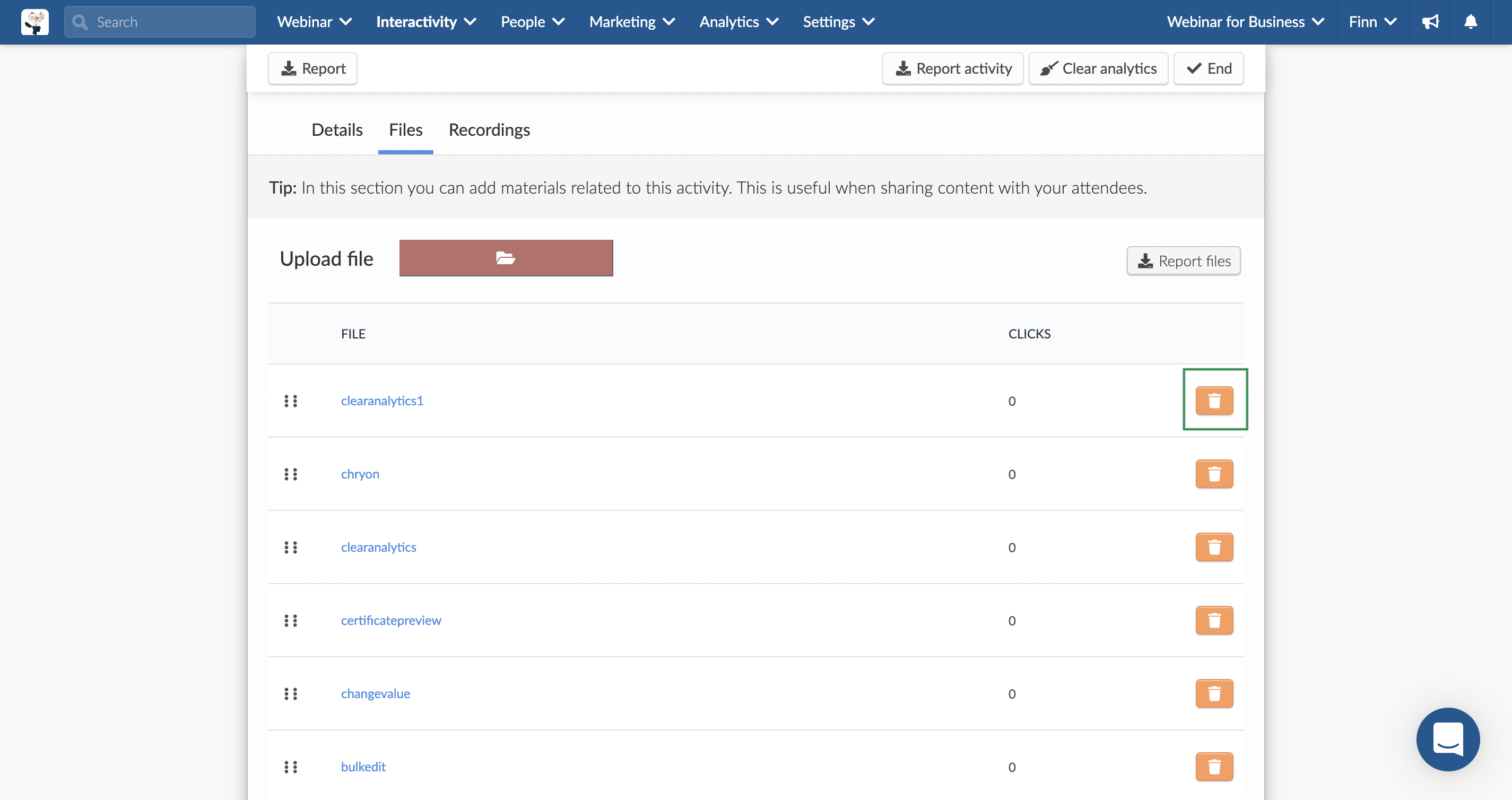 Removing webinar files