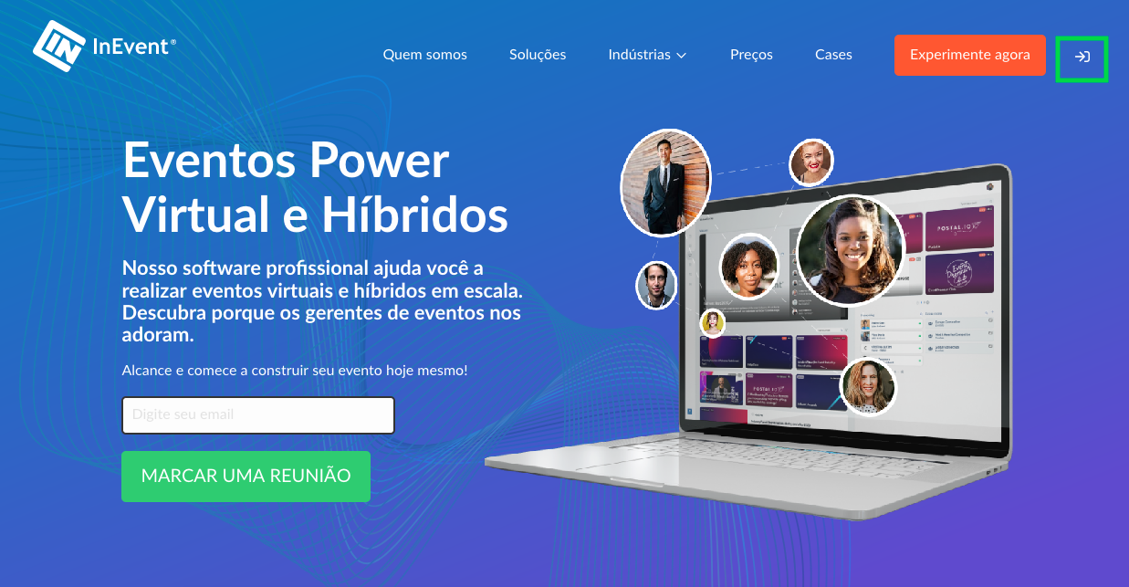 Como fazer login no website da InEvent