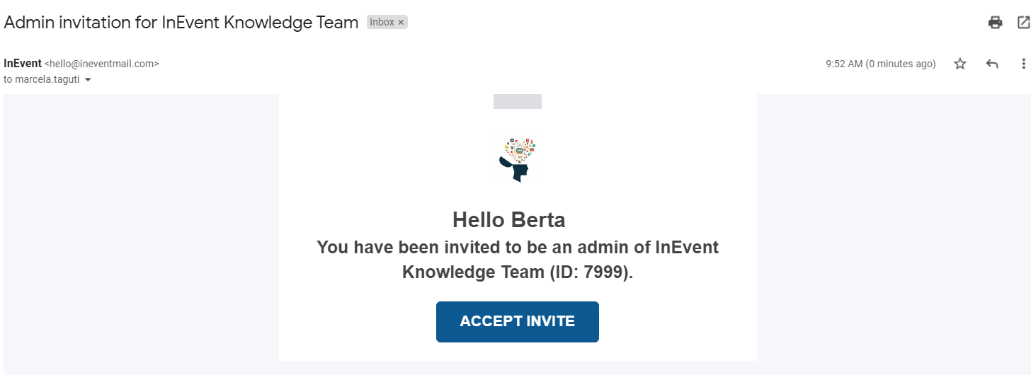 Admin invite email