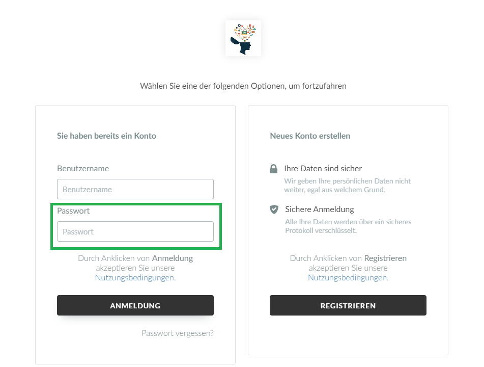 Login page Virtual Lobby