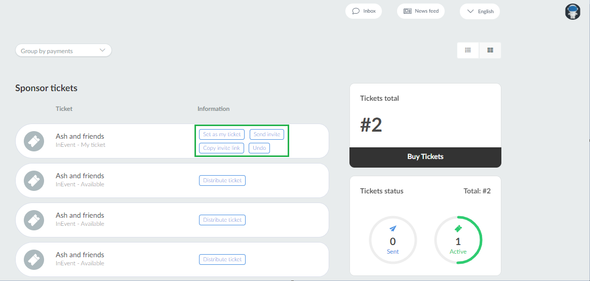 Virtual Lobby > My tickets