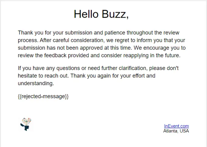 Image showing automatic email message form submission rejection. 