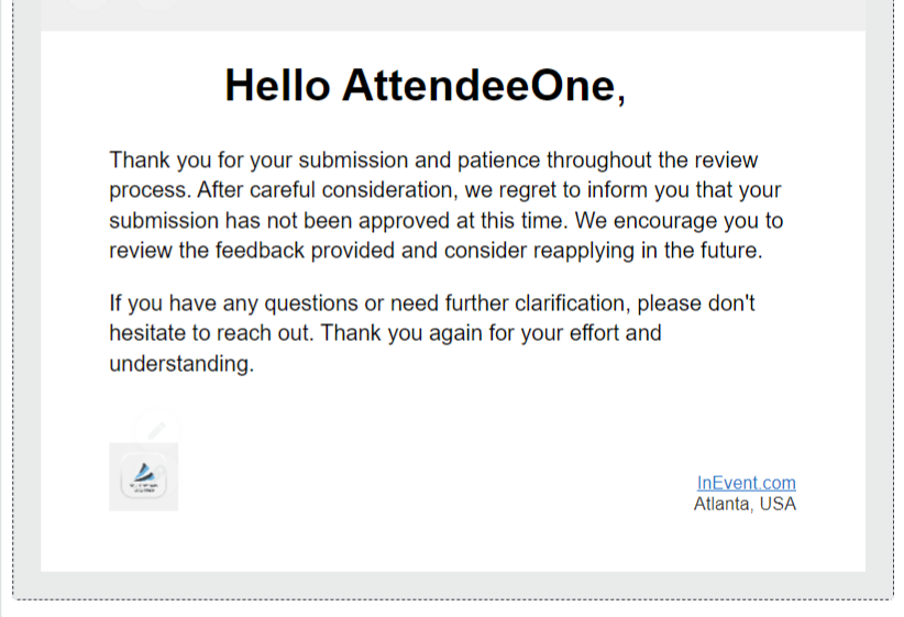 Image showing automatic email message form submission rejection. 