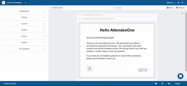 Gif showing how to preview automatic email. 