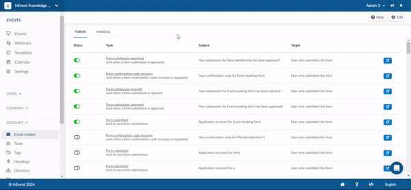 Gif showing how to disable an automatic email.