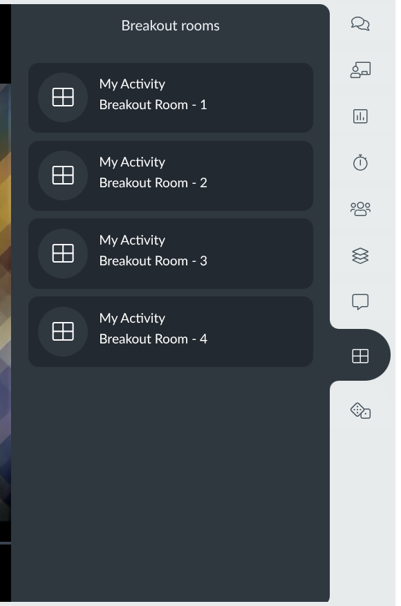 Screenshot showing the breakout rooms tab