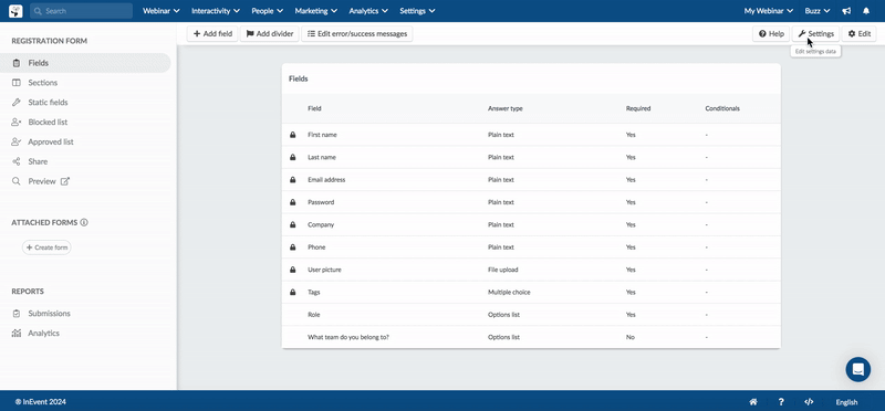 Gif showing the moderation settings