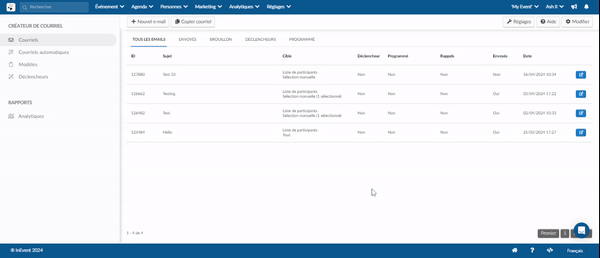 GIF montrant comment Partage de la fonctionnalité Mes photos avec les participants par courriel.
