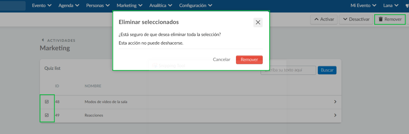 ¿Cómo elimino el quiz?