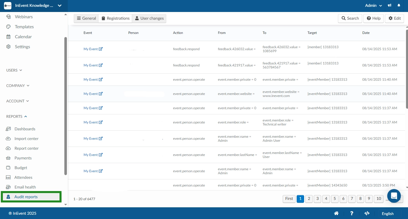 Image showing the location of the Audit Report page at the Company level.