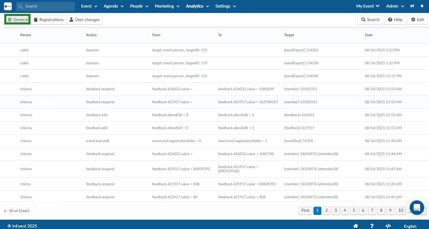 Screenshot showing the General tab of the Audit Report page.