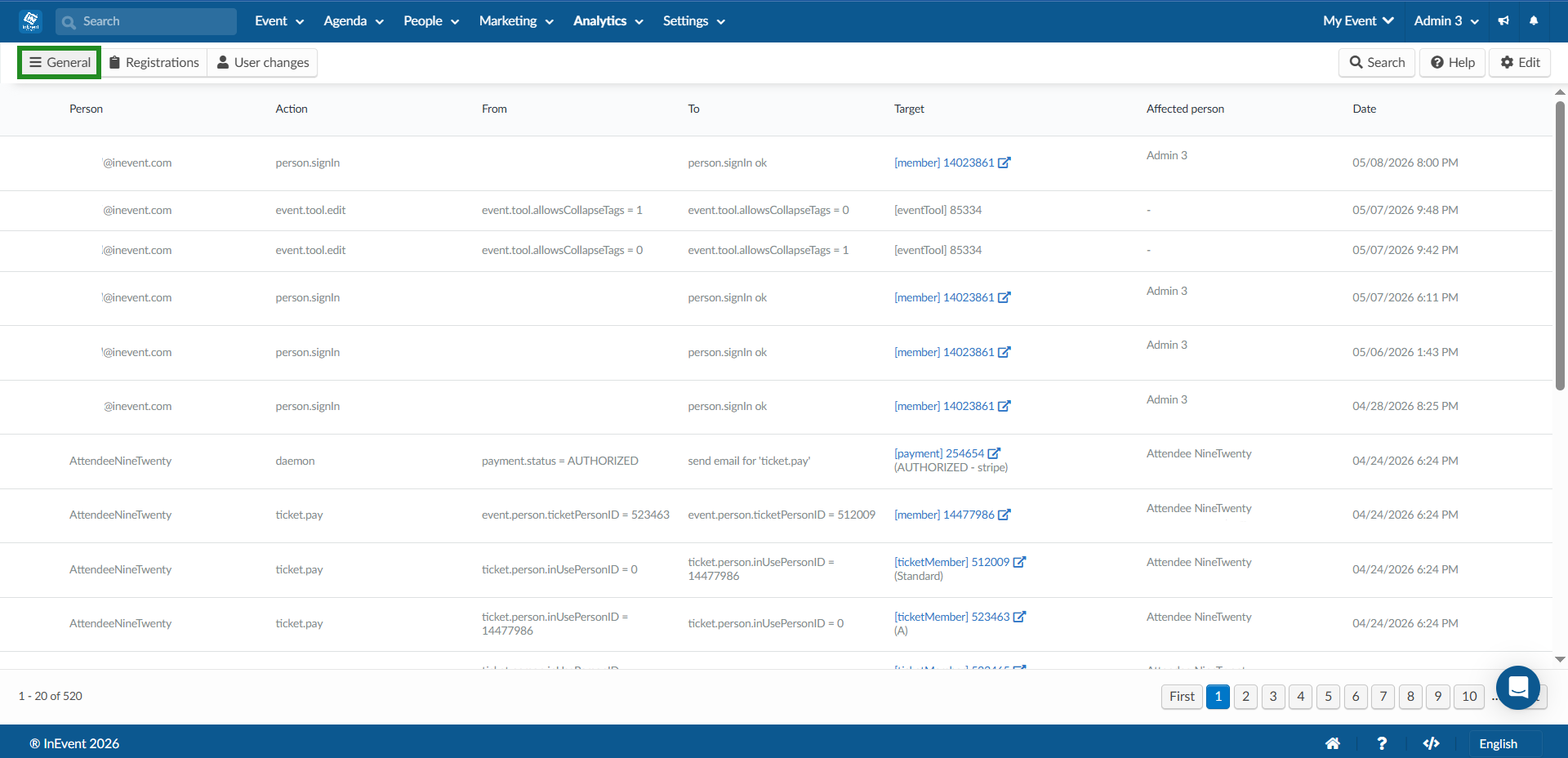 Screenshot showing the General tab of the Audit Report page.
