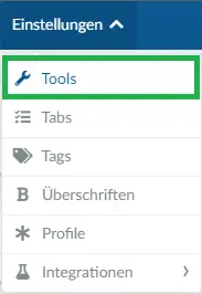  Wenn Sie das Teilen sperren möchten, klicken Sie auf Einstellungen > Tools.