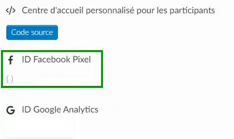 facebook pixel ID sur la page de détails
