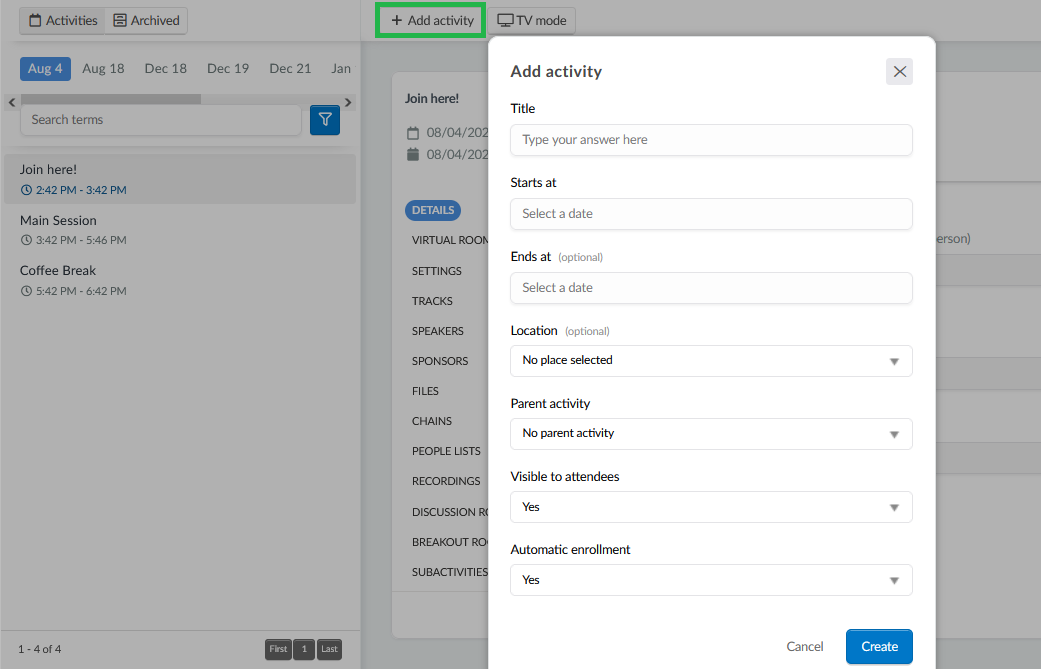 create an activity