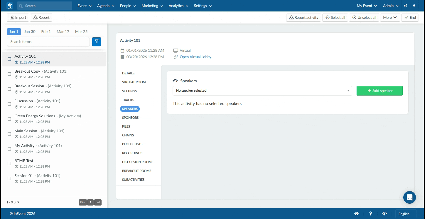Gif showing how to Clear analytics in report of specific activity
