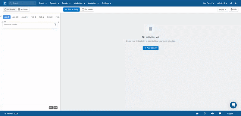 Gif showing how to upload poster for In-person event activity.