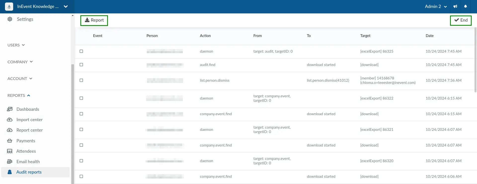 Screenshot showing how to download general reports