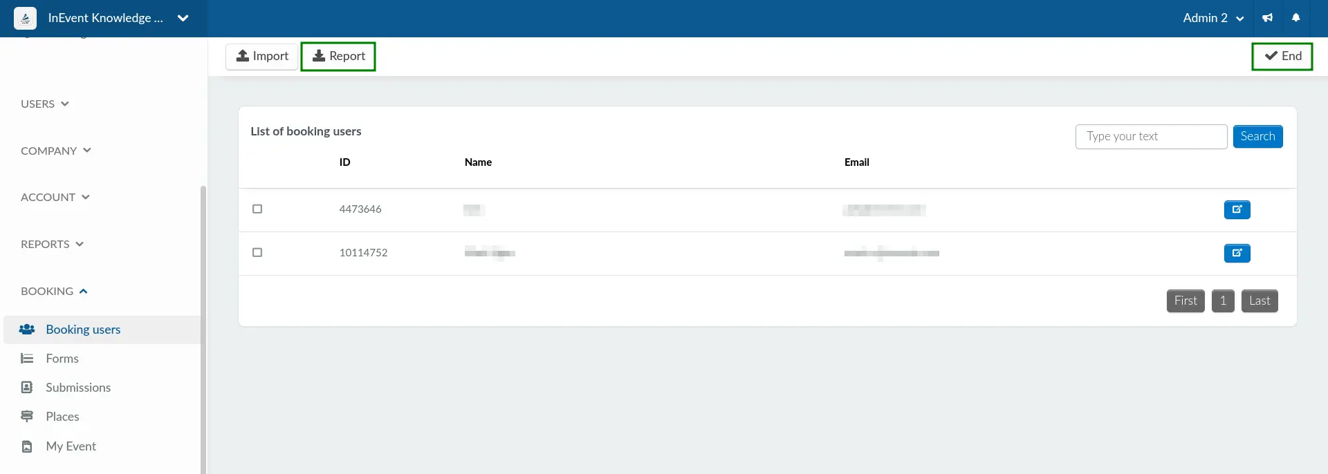 Screenshot showing how to generate booking user reports