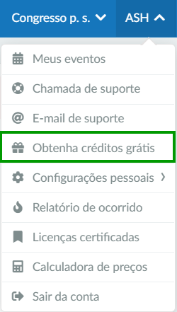 nome > obtenha créditos