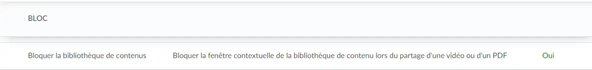 ibliothèque de contenu de blocs dans les outils de l'événement