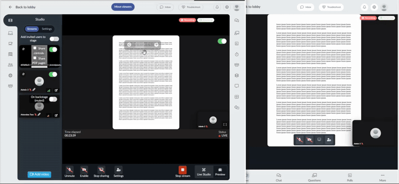 GIF showing the Share control functionality.